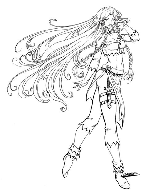 Anime Elf Warrior Coloring Pages Coloring Pages