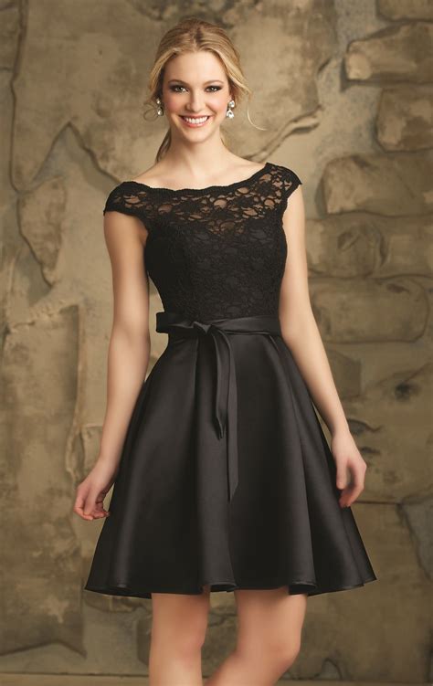 elegant satin lace cocktail dresses cap sleeve party dresses custom black a line prom dresses