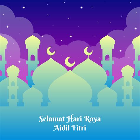 Hari Raya Greetings Template With Mosque Background 517647 Vector Art