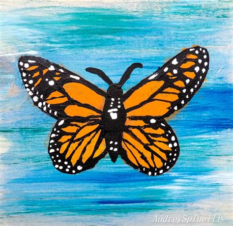 Monarch Butterfly Painting On Wood Digital Print 5x5in Etsy