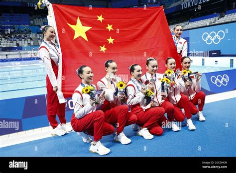 Team China Silver Medal During The Olympic Games Tokyo 2020 Swimming