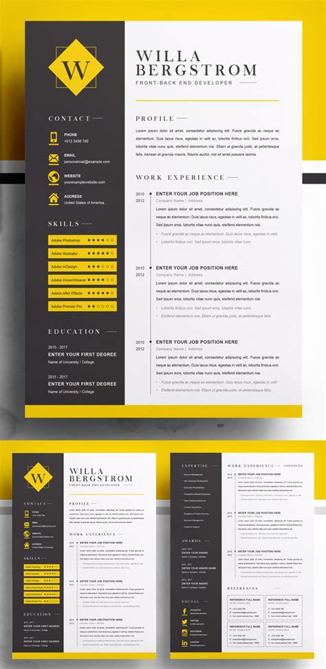 50 Best Cv Resume Templates 2020 Design Graphic