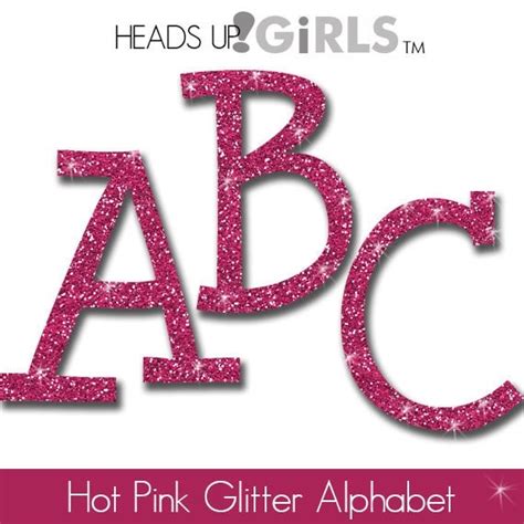 Hot Pink Glitter Bling Alphabet And Numbers By Headsupgirlsgraphics