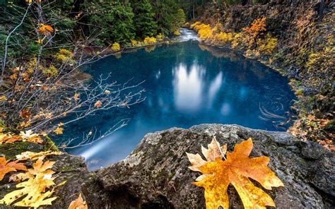Download Wallpapers Blue Lake Mountain River Autumn Forest