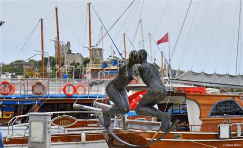 Kissing Statue In Port Of Bodrum Turkey