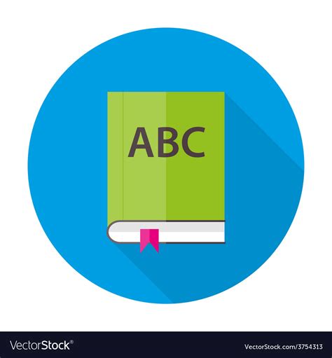 English Abc Book Flat Circle Icon Royalty Free Vector Image