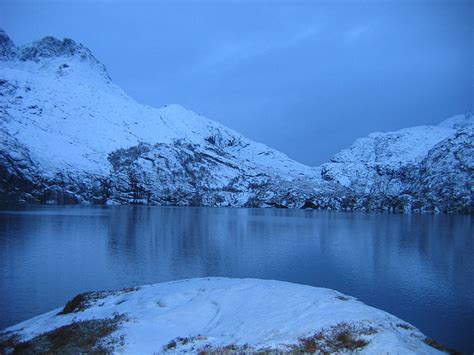 Free Photo Polar Night Lofoten Norway Snow Mountain Nature Lake