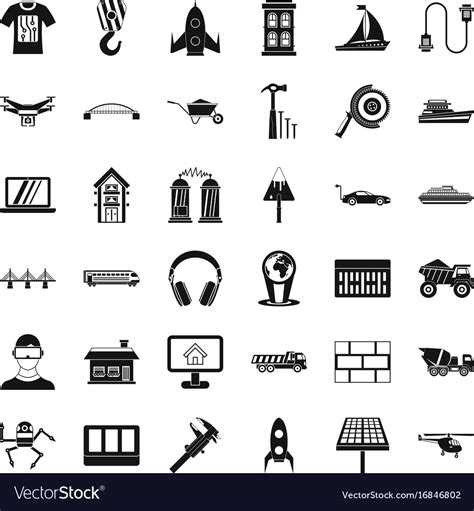 Industrial Engineering Icons Set Simple Style Vector Image