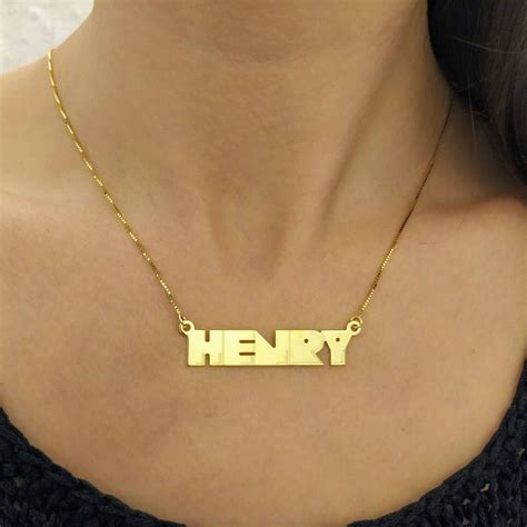 14k Solid Gold Personalized Name Men Name Necklace Big Etsy In 2021 Name Necklace Necklace