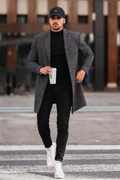 Man Grey Long Coat Tweed Overcoat Long Trench Coat Man New Jacket
