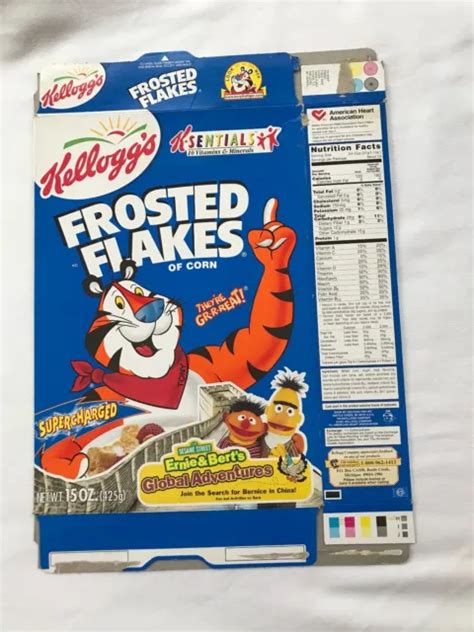 Vtg 15 Oz Kelloggs Frosted Flakes Empty Cereal Box Sesame Street Ernie