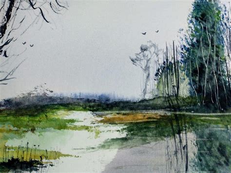 River And Reflection Painting By Artree Watercolors