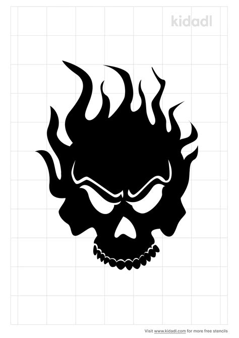 Free Skull And Flames Stencil Stencil Printables Kidadl