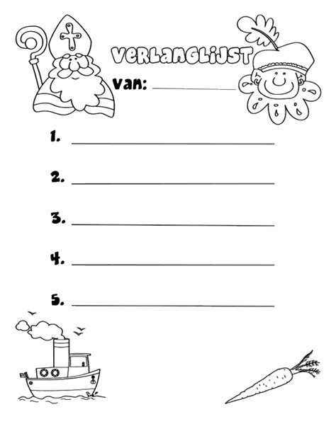 sinterklaasverlanglijstje Sinterklaas, Kleurplaten, Knutselen