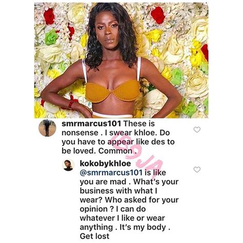 bbnaija s khloe steps out in bra top disappointed fan reacts khloe fires back celebrities