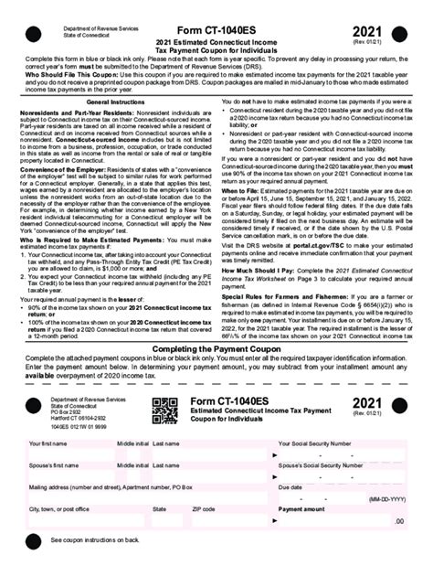 2021 Form Ct Drs Ct 1040es Fill Online Printable Fillable Blank