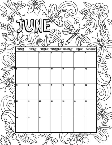 Free 2023 Printable Coloring Calendar Skip To My Lou 2023 Printable