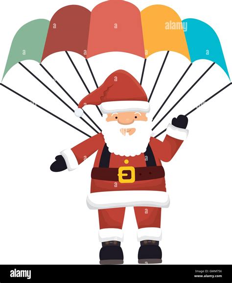 Santa Claus Cartoon Flying Parachute Stock Vector Image And Art Alamy