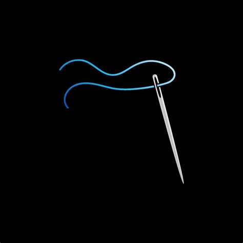 Sewing Needle With Blue Thread Vector Colored Icon Handicraft Concept