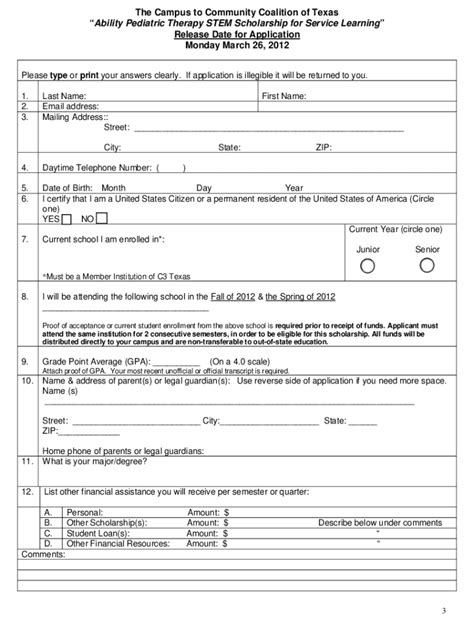Scholarship Application Template Word 2012 2024 Form Fill Out And