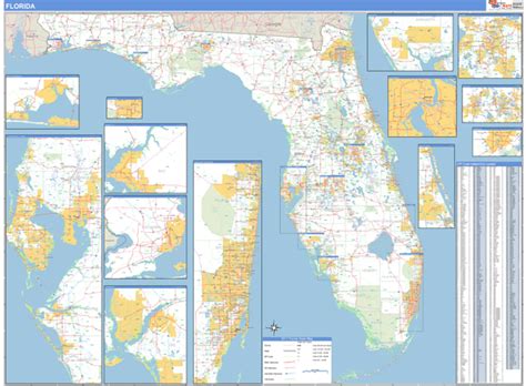 Florida 5 Digit Wzip Codes Wall Map Shop State Wall Maps Images