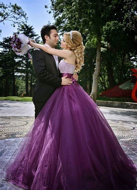 From decor to food to dress ideas, find the perfetc balance purple and silver hues. Wedding Dress 2017 Bridal New Purple Ball Gown Tulle ...