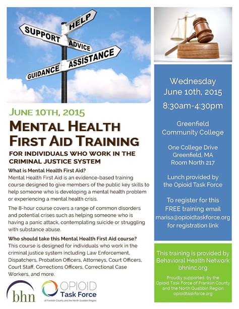 Mental Health First Aid Training For Criminal Justice Staff Opioid