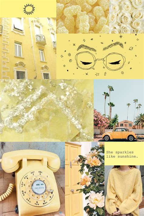 Light Yellow Mood Board Aesthetic Collage Wallpaper Yellow Aesthetic