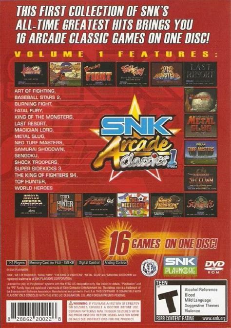 SNK Arcade Classics Volume 1 Sony Playstation 2 Game