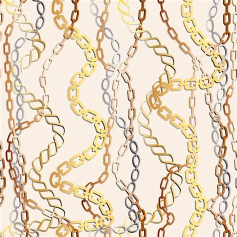 Golden Chains Vector Seamless Pattern Black Background Stock Vector