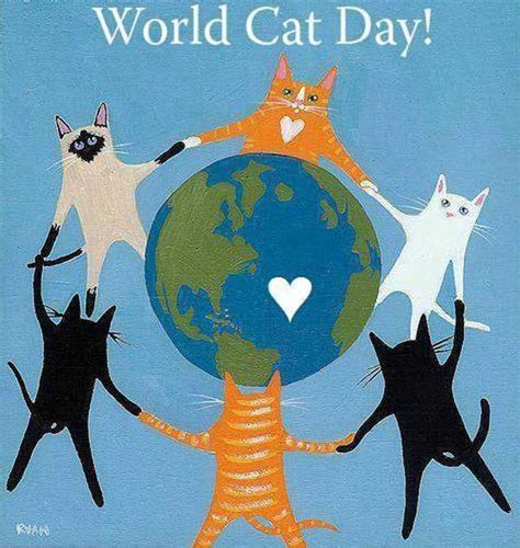 World Cat Day Cats Joining Hands Around Earth Globe