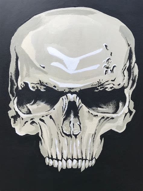 Skull Acrylic Painting On Canvas 20x20 Skull Decor Wall Etsy