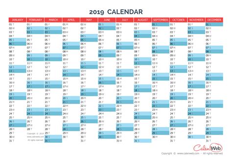 Download free printable year 2019 calendar canada template in different formats. Yearly calendar - Year 2019 Yearly horizontal planning ...