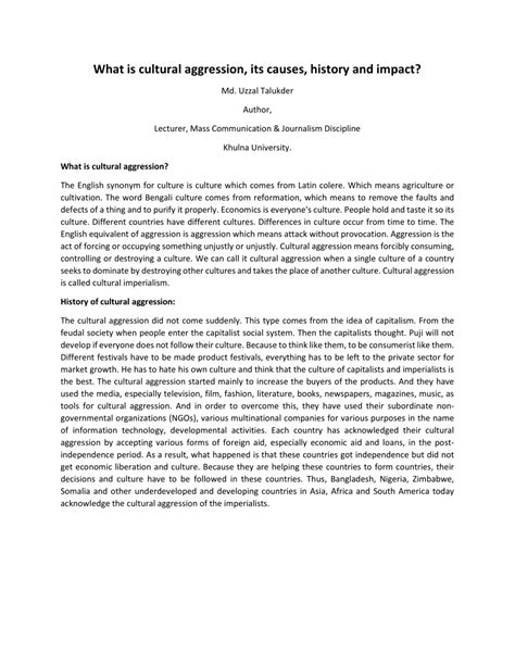 Pdf What Is Cultural Aggression Its Causes History And Impact