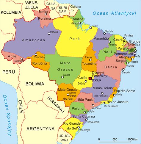 Brazylia Mapa Mapy Brazylii Travelin