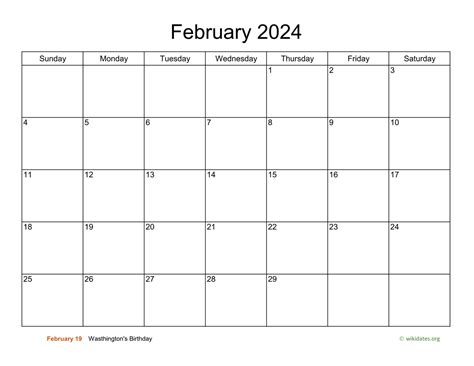Basic Calendar For February 2024