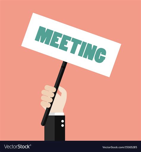 Hands Holding Meeting Sign Royalty Free Vector Image
