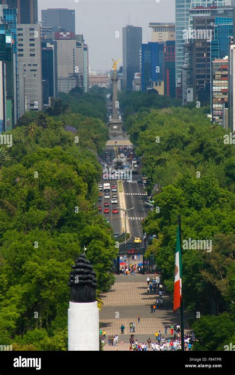Aerial View Of The Paseo De La Reforma Mexico City Mexico Stock Photo