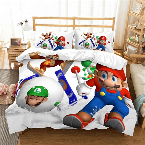 Super mario bros super mario brothers super mario kunst super smash bros nintendo characters video game characters female characters super mario she and starlow remain behind to take care of the kingdom as they set off, wishing them a good trip. Ski Mario Bedding Set for Kids Fashion Cute Duvet Cover ...