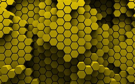 Yellow Hexagons 3d Art Creative Honeycomb Hexagons Patterns Yellow