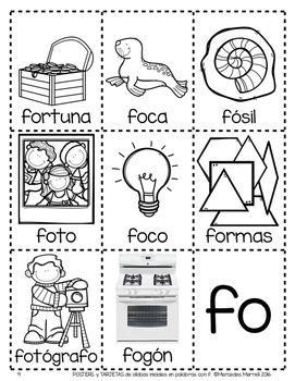 POSTERS y TARJETAS de sílabas iniciales en palabras con f (Spanish