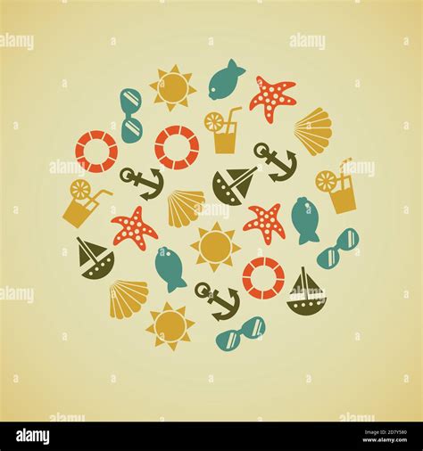Retro Summer Icons Stock Vector Image And Art Alamy