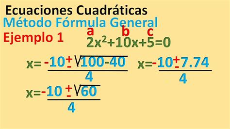 Ecuaciones Cuadráticas Método Fórmula General Youtube