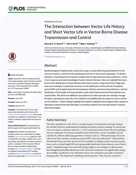 (PDF) The Interaction between Vector Life History and Short Vector Life