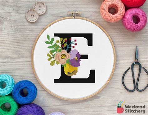 14 count aida fabric design size: E Letter Baby Announcement Cross Stitch Pattern in 2021 ...