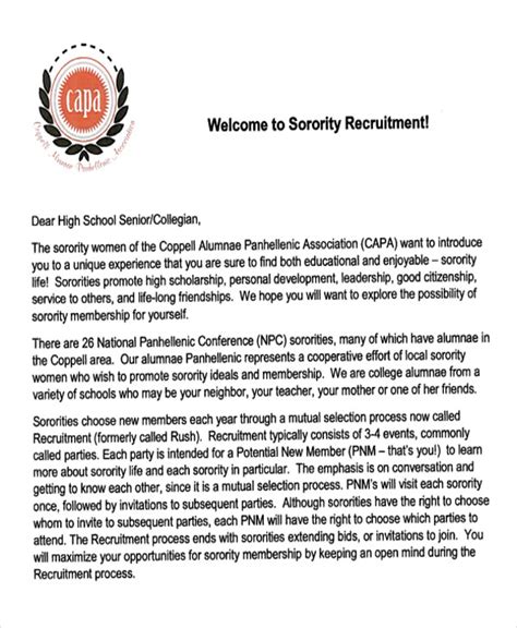 Sample Letter Of Recommendation For Sorority Membership Classles