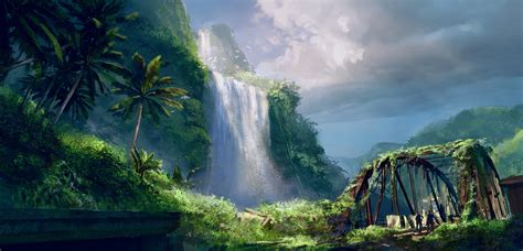 обои пейзаж водопад природа Джунгли Тропический лес тропики