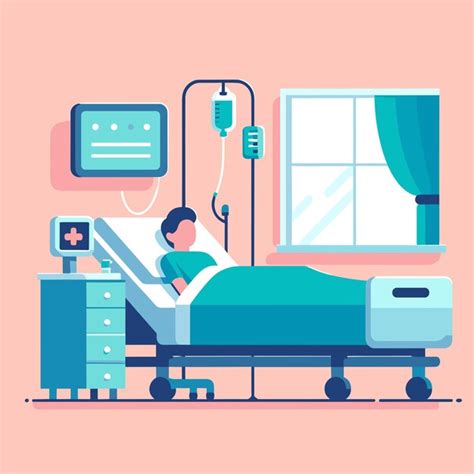 Premium Vector A Flat Illustration Of A Patient Lying On A Bed In A
