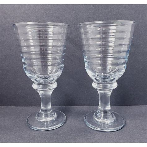 2 Libbey Sirrus Clear Ribbed Water Goblet Drinking Glasses Etsy