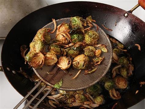 Once cold, drain again, discarding the ice water, and set aside. Fried Brussels Sprouts With Shallots, Honey, and Balsamic ...